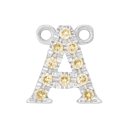 Yellow Sapphire + 14k White Gold Letter Charm