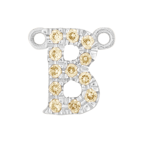 Yellow Sapphire + 14k White Gold Letter Charm