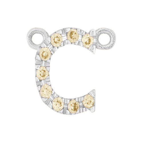 Yellow Sapphire + 14k White Gold Letter Charm
