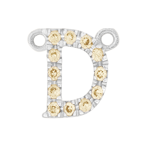Yellow Sapphire + 14k White Gold Letter Charm