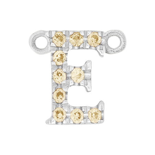 Yellow Sapphire + 14k White Gold Letter Charm