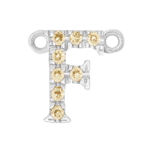 Yellow Sapphire + 14k White Gold Letter Charm