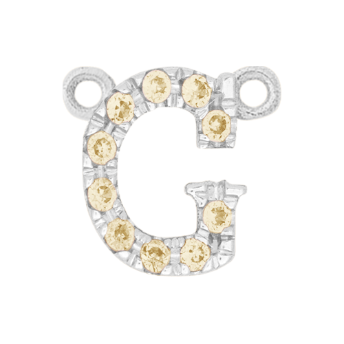 Yellow Sapphire + 14k White Gold Letter Charm