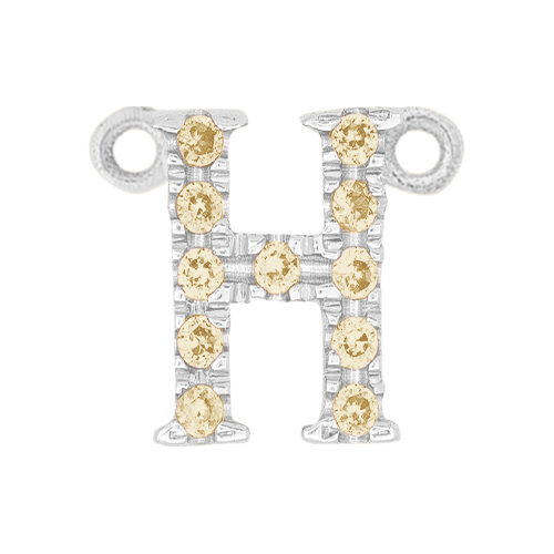 Yellow Sapphire + 14k White Gold Letter Charm