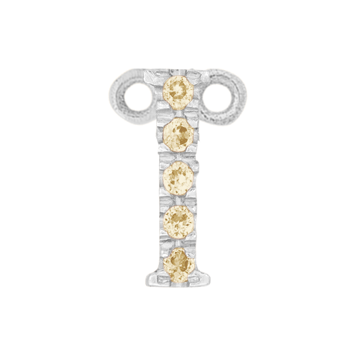 Yellow Sapphire + 14k White Gold Letter Charm