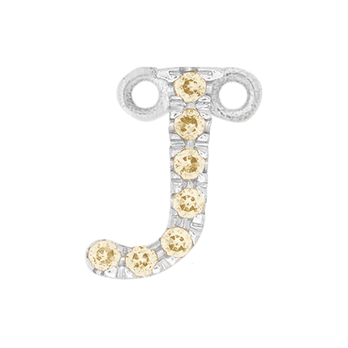 Yellow Sapphire + 14k White Gold Letter Charm