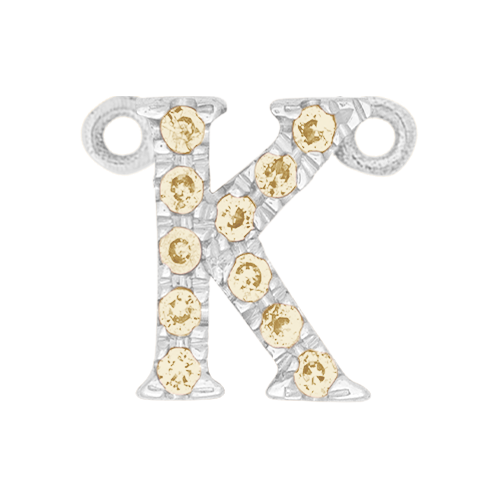 Yellow Sapphire + 14k White Gold Letter Charm
