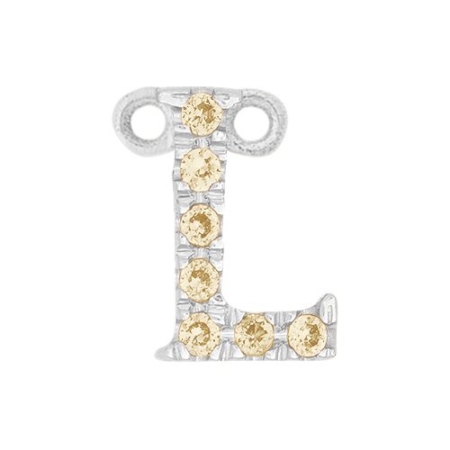 Yellow Sapphire + 14k White Gold Letter Charm