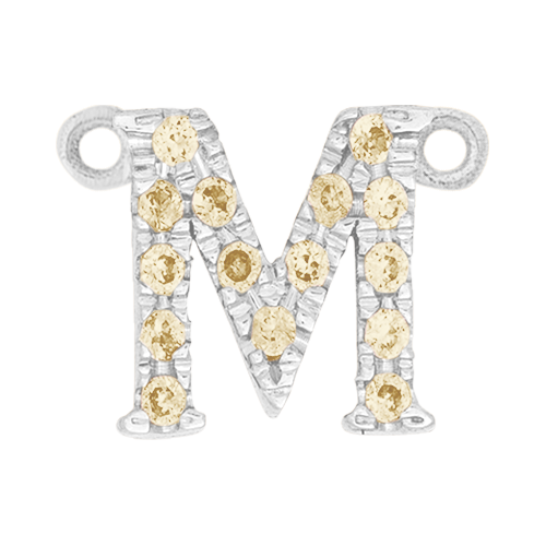 Yellow Sapphire + 14k White Gold Letter Charm