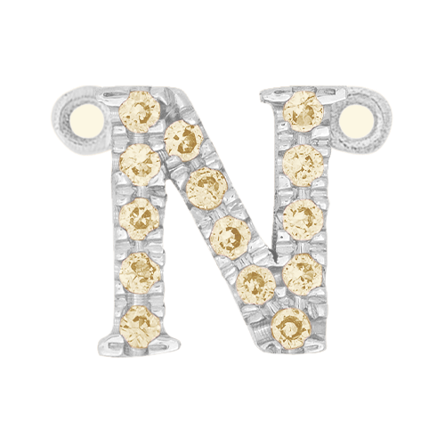Yellow Sapphire + 14k White Gold Letter Charm