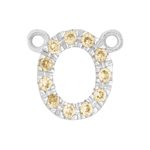 Yellow Sapphire + 14k White Gold Letter Charm