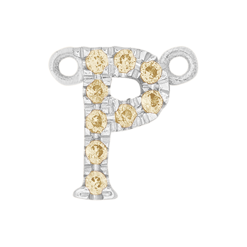 Yellow Sapphire + 14k White Gold Letter Charm