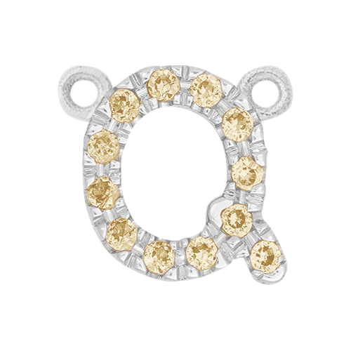 Yellow Sapphire + 14k White Gold Letter Charm