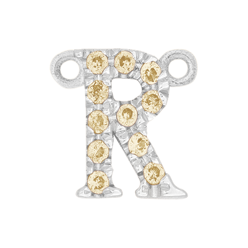 Yellow Sapphire + 14k White Gold Letter Charm