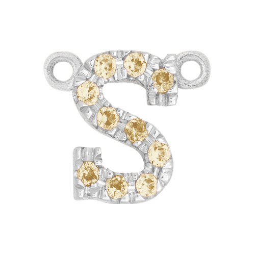 Yellow Sapphire + 14k White Gold Letter Charm