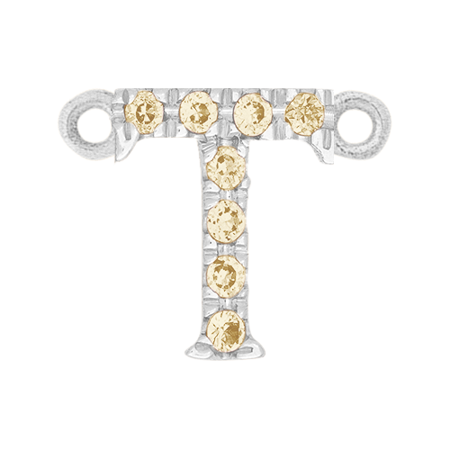 Yellow Sapphire + 14k White Gold Letter Charm