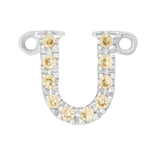 Yellow Sapphire + 14k White Gold Letter Charm