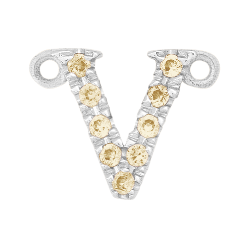 Yellow Sapphire + 14k White Gold Letter Charm