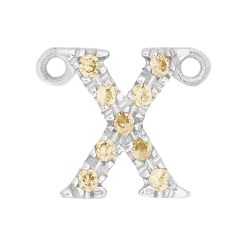 Yellow Sapphire + 14k White Gold Letter Charm