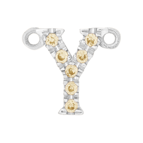 Yellow Sapphire + 14k White Gold Letter Charm