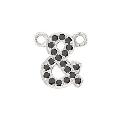 Black Diamond + 14k White Gold Letter Charm