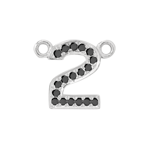 Black Diamond + 14k White Gold Number Charm
