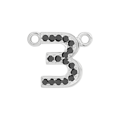 Black Diamond + 14k White Gold Number Charm