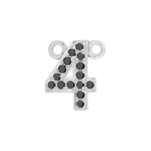Black Diamond + 14k White Gold Number Charm