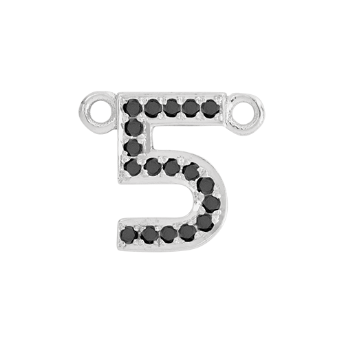 Black Diamond + 14k White Gold Number Charm