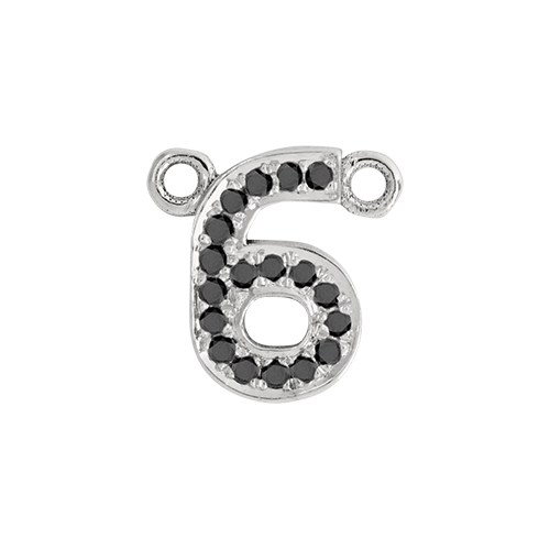 Black Diamond + 14k White Gold Number Charm