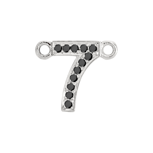 Black Diamond + 14k White Gold Number Charm