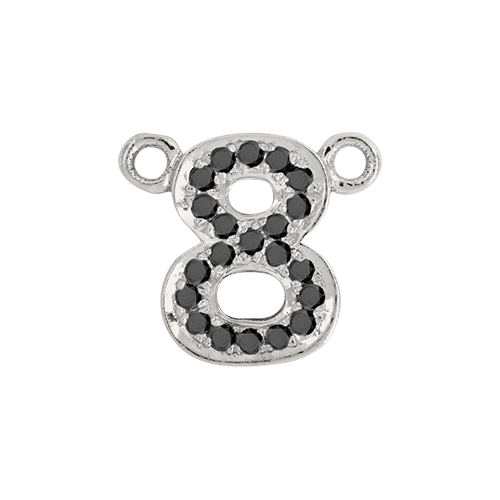Black Diamond + 14k White Gold Number Charm