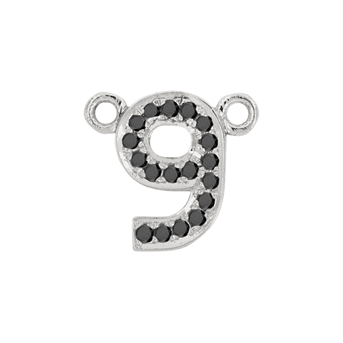 Black Diamond + 14k White Gold Number Charm