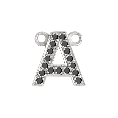 Black Diamond + 14k White Gold Letter Charm