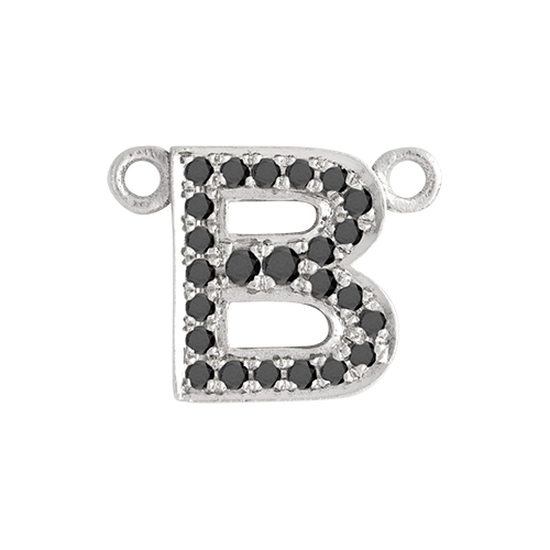Black Diamond + 14k White Gold Letter Charm