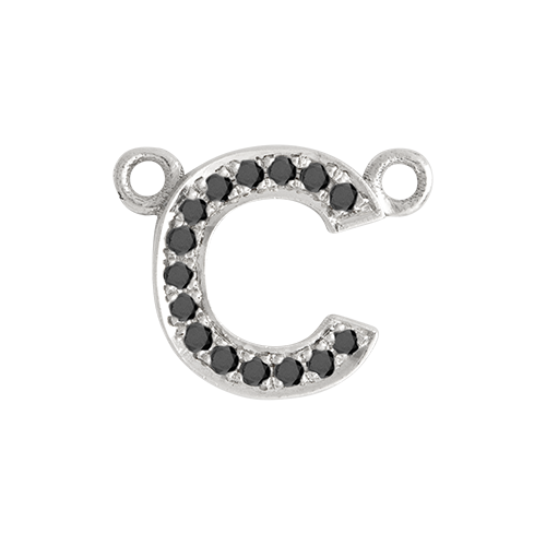 Black Diamond + 14k White Gold Letter Charm