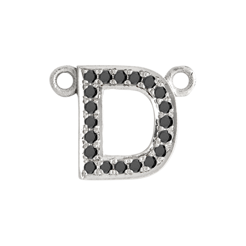Black Diamond + 14k White Gold Letter Charm