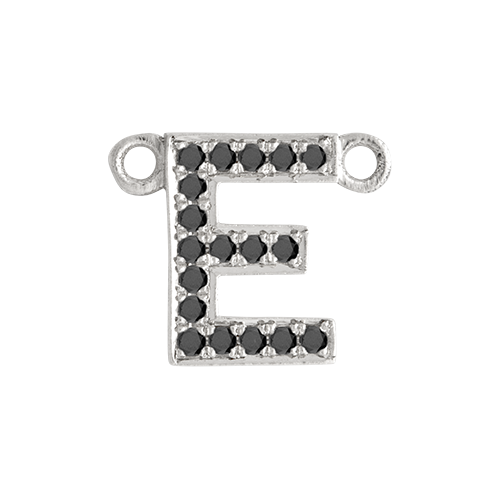 Black Diamond + 14k White Gold Letter Charm