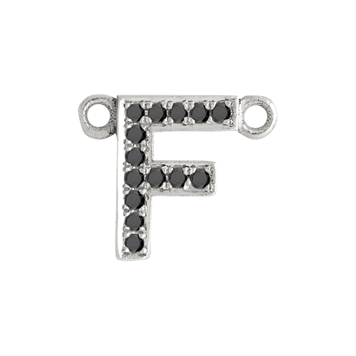 Black Diamond + 14k White Gold Letter Charm