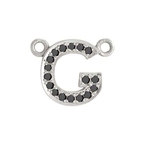 Black Diamond + 14k White Gold Letter Charm