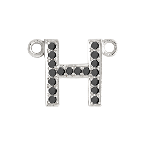 Black Diamond + 14k White Gold Letter Charm