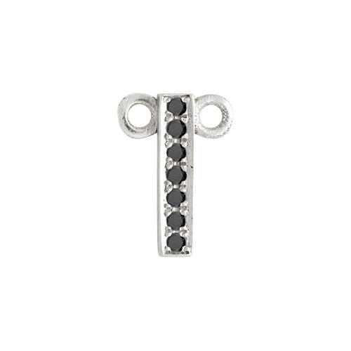Black Diamond + 14k White Gold Letter Charm