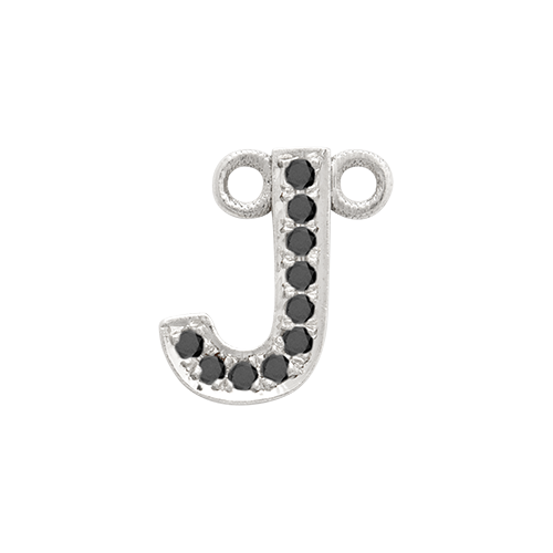 Black Diamond + 14k White Gold Letter Charm