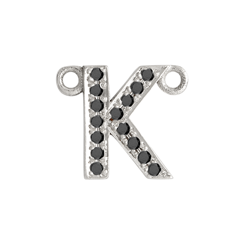 Black Diamond + 14k White Gold Letter Charm