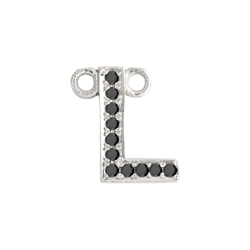 Black Diamond + 14k White Gold Letter Charm