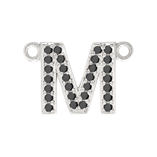 Black Diamond + 14k White Gold Letter Charm