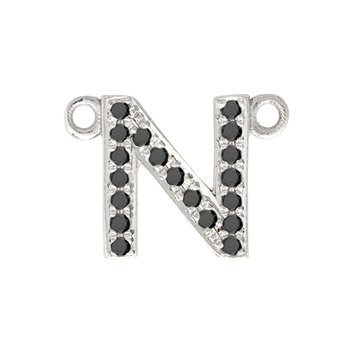 Black Diamond + 14k White Gold Letter Charm