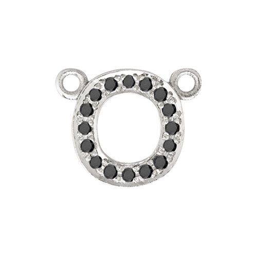 Black Diamond + 14k White Gold Letter Charm