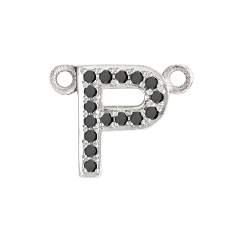 Black Diamond + 14k White Gold Letter Charm