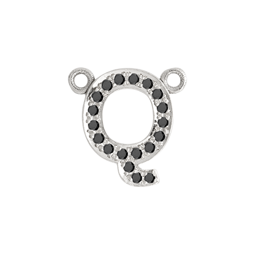 Black Diamond + 14k White Gold Letter Charm